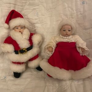 Vintage-Style Santa and Doll Pair in Red and White